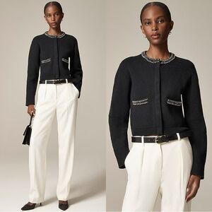NWT J CREW New relaxed Emilie sweater lady jacket with jewel trim